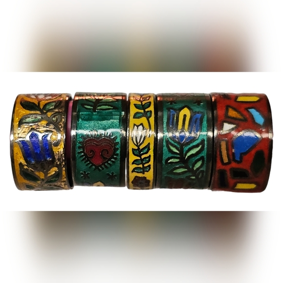 Vintage Sterling silver enamel ring size 8 - Picture 6 of 8